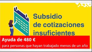 Ayuda de 480 euros para personas que hayan trabajado menos de un año requisitos y cómo solicitarla [upl. by Rebeka]