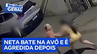 Jovem é agredida por grupo de 10 pessoas após ser flagrada empurrando avó [upl. by Haynes531]