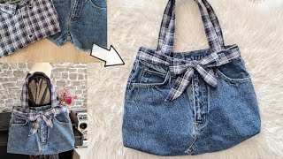 DIY Jeans Bag  Jeans Recycle Tutorial  Make a bag from old Jeans  Jeans Tasche nähen [upl. by Aneez]