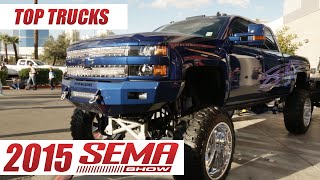 Coolest Trucks of SEMA 2015  See the Top Custom Chevys Fords RAMs and Toyotas [upl. by Zanze]