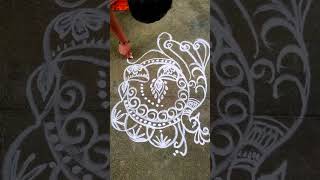 simple freehand rangoli design beautiful simple design peacock freehand rangoli [upl. by Particia837]