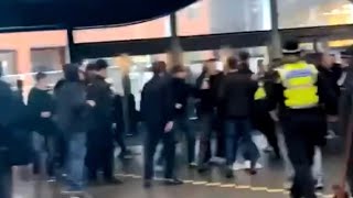 Reading and Bristol Rovers fans meet at Reading train station 👊🏼 [upl. by Ragde]