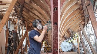 BOATBUILDING  Carving Sternpost  Cutting Rabbet EP60 [upl. by Paradies]