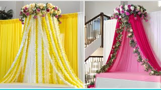 DIY Mehndi amp Haldi Decor DiyHula Hoop Floral Traditional Backdrop DIYDesi wedding Decor [upl. by Inalem831]