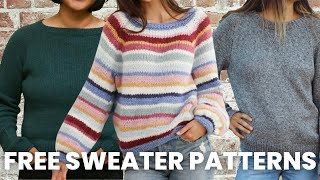 10 FREE Sweater Knitting Patterns Knitters Recommend [upl. by Rosel]