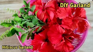 DIY Garland Garland Making with Flowers Flower Garland MakingHow to make GarlandHibiscus Garland [upl. by Arezzini]