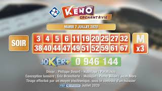 Tirage du soir Keno gagnant à vie® du 07 juillet 2020  Résultat officiel  FDJ [upl. by Anidualc590]