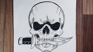 How To Draw Skull Tribal Tattoo [upl. by Nyrb]