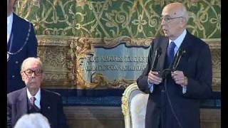 Il Presidente Napolitano alla presentazione dei candidati ai premi quotDavid di Donatelloquot [upl. by Nwahsirhc967]