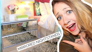 DIY MIRRORED NIGHTSTANDS  How to Mirror out Nightstands its EASY  Laci Jane [upl. by Hasile]