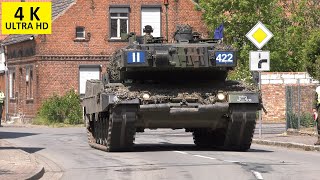 Kompanie Kampfpanzer Leopard 2 fährt durch Ortschaft Straßensanierung [upl. by Dolph]