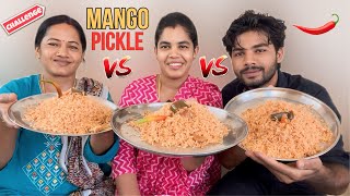 Eating mango pickle challenge with my mom and sis foodchallenge funny youtube [upl. by Garrett]