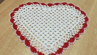 Tuto napperon coeur au crochet spécial gaucher [upl. by Ticon]