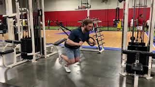 Single Leg Squatting Makeshift Cable Jammer with Eccentric Isometrics [upl. by Barabas]