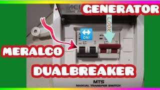 MTS MANUAL TRANSFER SWITCH DUAL BREAKER MERALCO AND GENERATOR BREAKER [upl. by Edette]