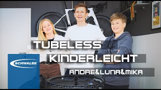 „Kinderleichte“ TubelessMontage mit André Greipel Luna und Mika [upl. by Wystand]