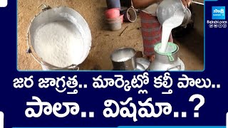 Be Careful adulterated milk In Market  Hyderabad  SakshiTV [upl. by Conners]