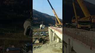 The concrete tank truck dropped under the bridge crane lifting good tools machinery [upl. by Nodnelg]