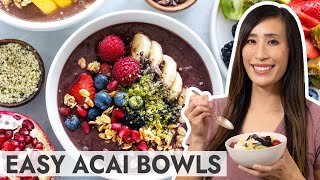 4 Delicious Acai Bowl Recipes  Healthy Breakfast Ideas [upl. by Ttenaej]