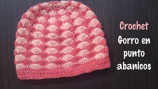 Gorro a crochet en punto abanicos [upl. by Adnilrem66]