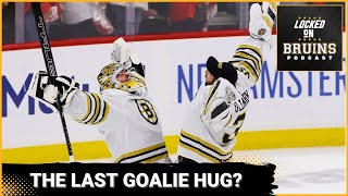 Have we seen the last Jeremy Swayman  Linus Ullmark goalie hug [upl. by Latsyk]