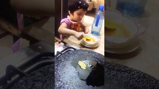 2 years baby make breakfast egg breakfast cooking cutebaby shorts [upl. by Dever]