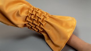 DIY SMOCKING Sleeve  Hand Smocked Idea for your dress [upl. by Cotter]