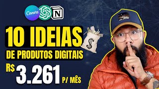 10 IDEIAS PRODUTOS digitais Para fazer dinheiro com ChatGPT e o Canva [upl. by Thirion]