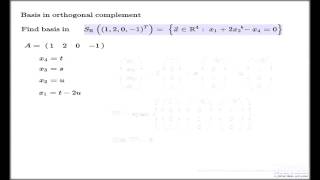 Basis in orthogonal complement subspace [upl. by Palm538]