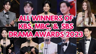 FULL LIST ‼️ THE WINNERS OF KBS MBC AND SBS DRAMA AWARDS 2023 [upl. by Nayrbo452]