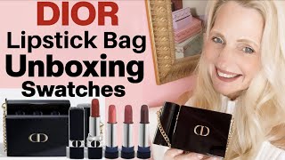 Rouge Dior minaudiere lipstick set unboxing  Dior holiday lipstick swatches Dior lipstick set 2022 [upl. by Aelanna]