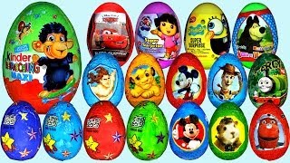 80 Surprise eggs Маша и Медведь Kinder Surprise Mickey Mouse Disney Pixar Cars 2 [upl. by Schlenger]