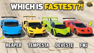 GTA 5 ONLINE  DEVESTE VS TEMPESTA VS REAPER VS FMJ WHICH IS FASTEST [upl. by Marcelia743]