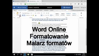 Word Online 2 Formatowanie i Malarz formatów [upl. by Godewyn]