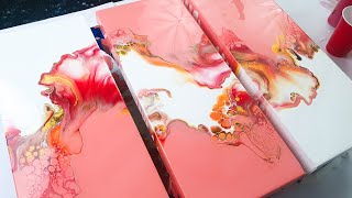 Gorgeous PEACH Acrylic Pouring  Spring Vibes  Dutch Pour Acrylic Painting [upl. by Neerual975]