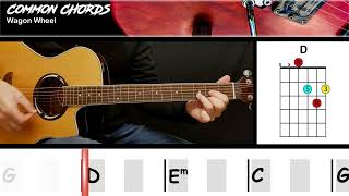 Wagon Wheel  Darius Rucker  EASY GUITAR CHORDS  Common Chords [upl. by Parke]