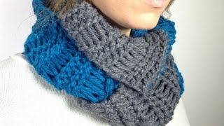 How to Loom Knit an Infinity Scarf in Elongated Stitch using a Round Loom DIY Tutorial [upl. by Ahsiral410]