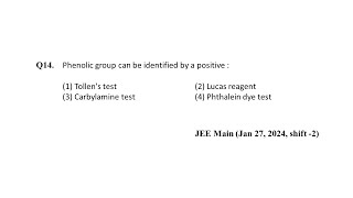 Q14 JEE Main Chemistry PYQ Jan 27 2024 Shift 2  Phthalein Dye Test  NEON JEE NEET [upl. by Nawad]