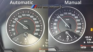 BMW M235i Manual vs Automatic 100200 kmh 60 120 mph M135i M140i M240i F22 [upl. by Yerhpmuh993]