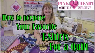 TShirt Quilt  How to Cut and Prepare the Shirts [upl. by Ahsitruc]