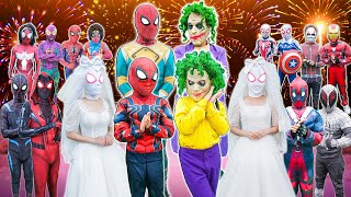 What If 10 SUPERHERO in 1 HOUSE   SpiderMan amp JOKER Rescue Bride Was Kidnapped LIVE ACTION [upl. by Aramoy]