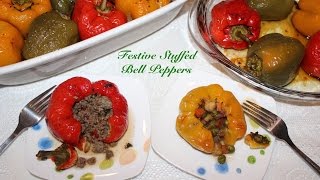 Festive Stuffed Bell Peppers  Vegan Optional amp Gluten Free [upl. by Buyer]