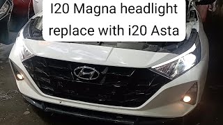 i20 Magna headlight replace with i20 Asta full info [upl. by Ancelin]