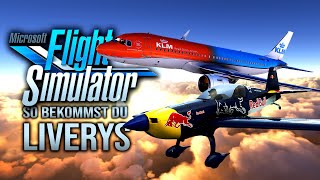 FLIGHT SIMULATOR 2020  So bekommst du Custom Liveries  Livery Mega Pack MSFS2020 [upl. by Adal]