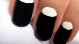 Half Moon Manicure Nail Art [upl. by Nnep]