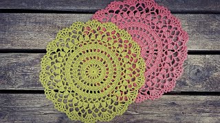 How To Crochet Easy Round Lace Doily [upl. by Ruhtracm744]