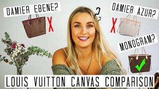 Louis Vuitton Canvas ComparisonReview Damier Ebene Azur or MonogramWhich Canvas with which bag [upl. by Rafi]