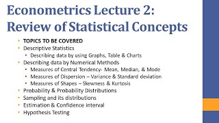 Introduction to Econometrics Review of Basic Statistical Concepts BAMA PhD Researchers [upl. by Ahsekel]