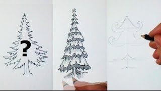 How I Draw a christmas Tree  10 Different styles [upl. by Naoma374]