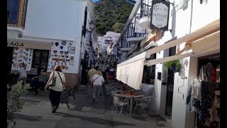 MIJAS PUEBLO WALKABOUT  SHOPS RESTAURANTS MEMORIES AND DODGY LIFTS [upl. by Ocisnarf]